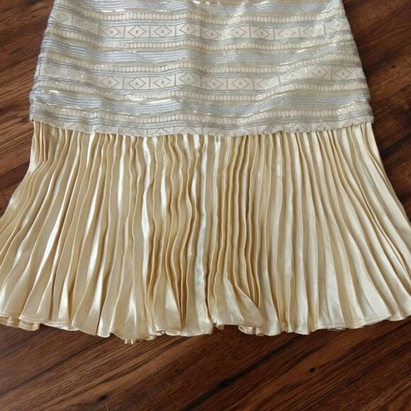 Vintage 60s 70s Metallic Gold Silver Dress 36" Bust 1920s Flapper Style - Picture 10 of 11